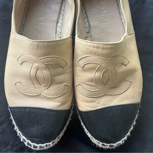Chanel Lambskin CC espadrilles Beige Black